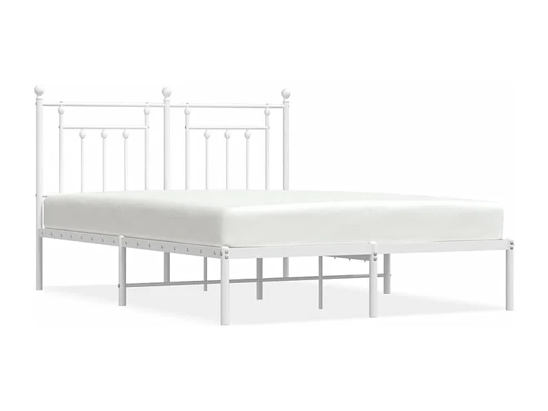 Cadre de lit métal avec tête de lit blanc 140x200