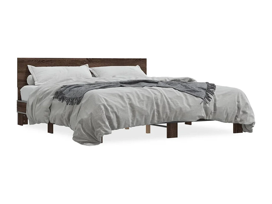 Cadre de lit chêne marron 200x200 bois d'ingénierie et métal