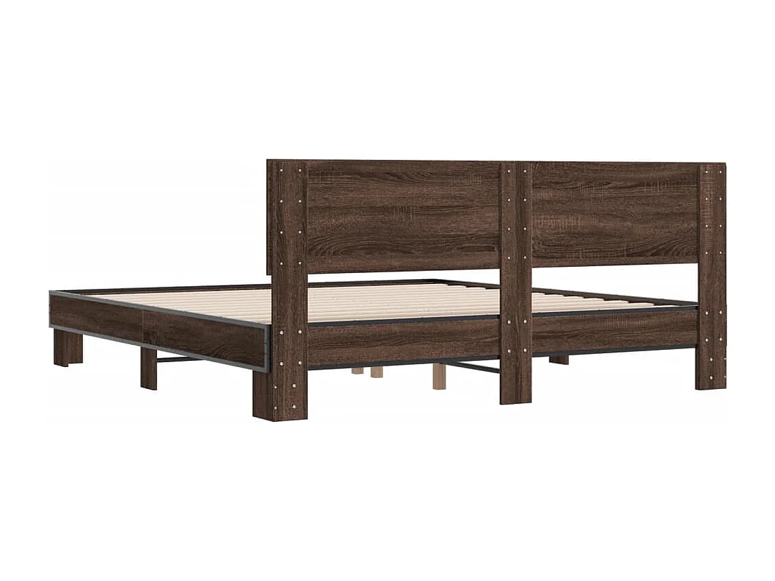 Cadre de lit chêne marron 200x200 bois d'ingénierie et métal