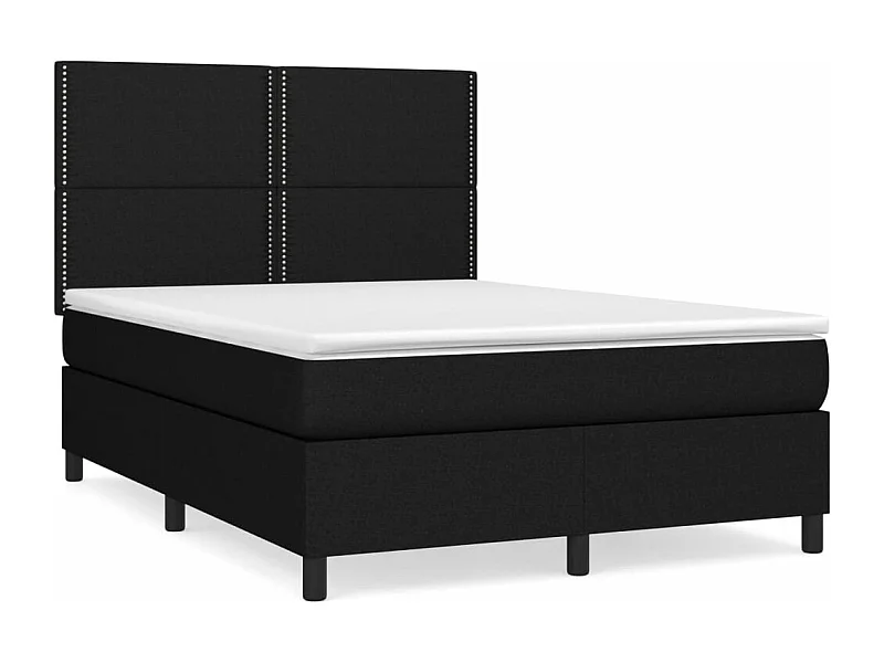 Sommier à lattes de lit avec matelas Noir 140x200 Tissu