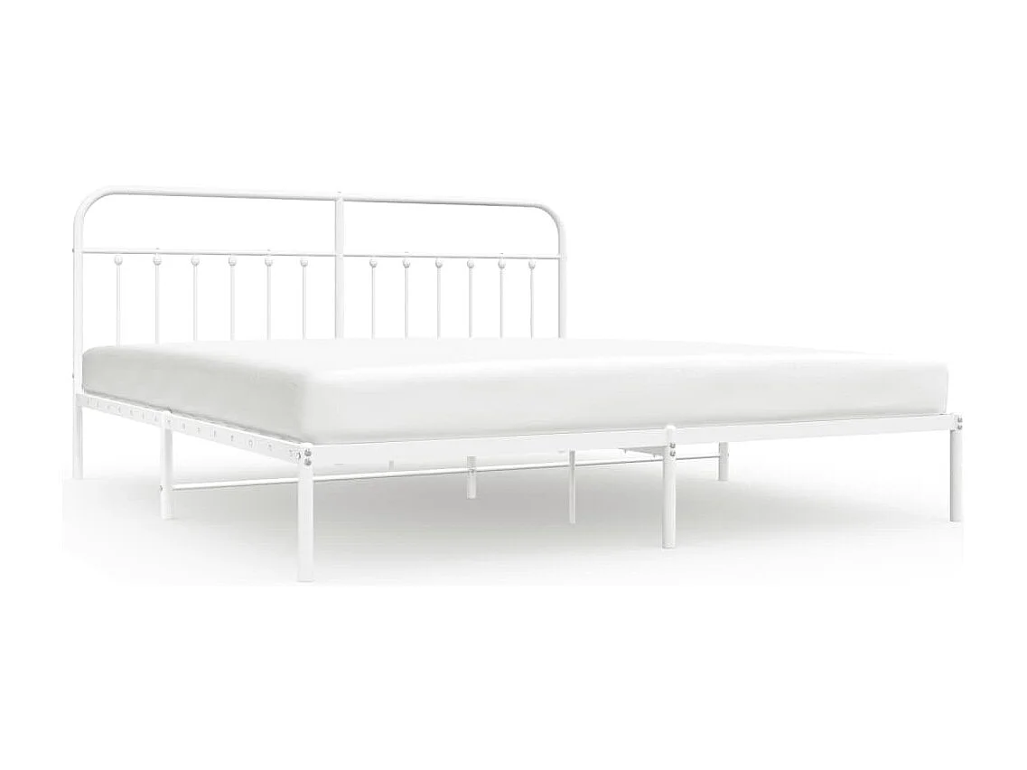 Cadre de lit métal avec tête de lit blanc 193x203