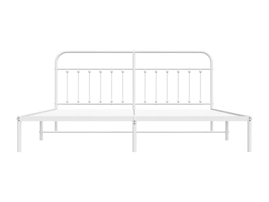 Cadre de lit métal avec tête de lit blanc 193x203