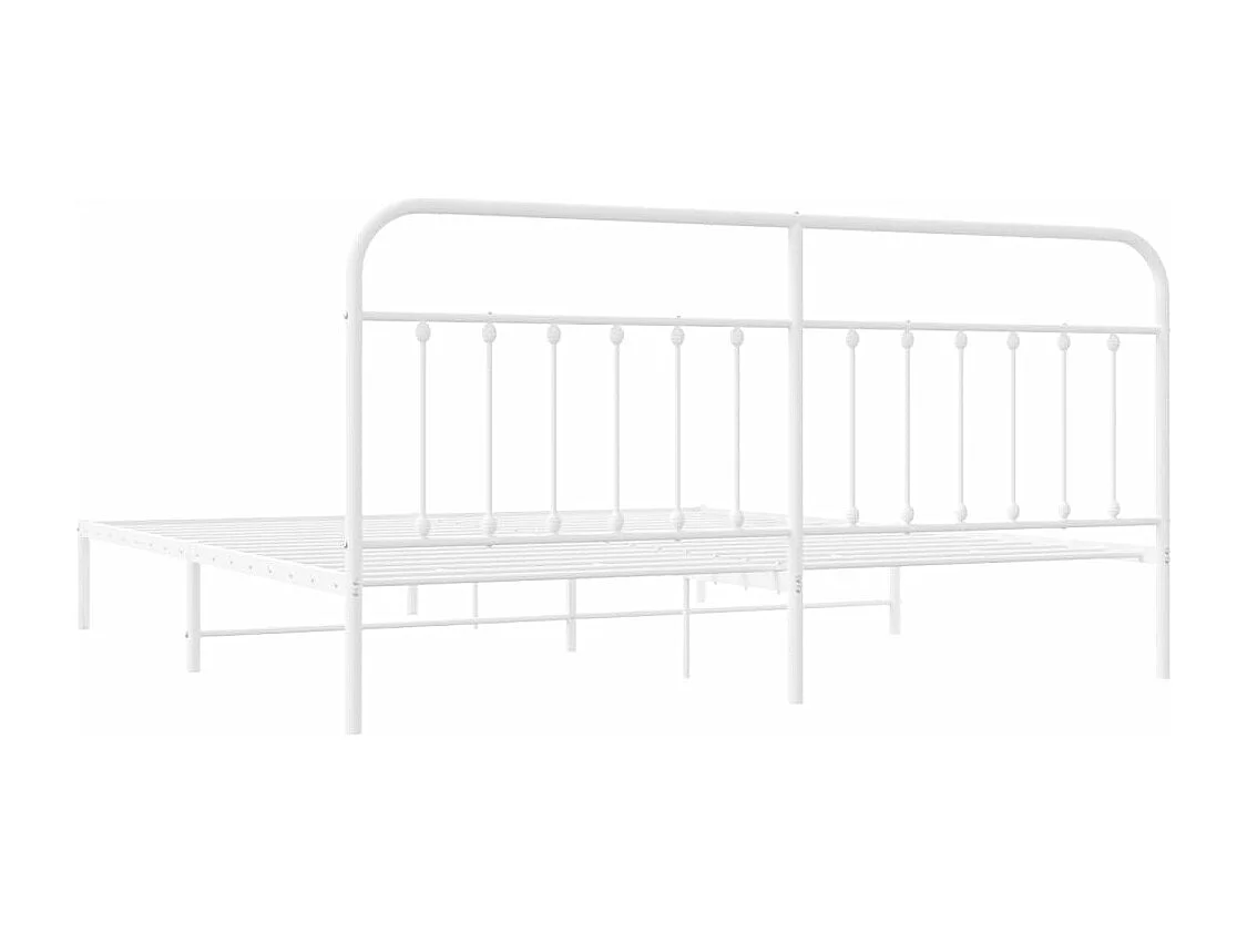 Cadre de lit métal avec tête de lit blanc 193x203