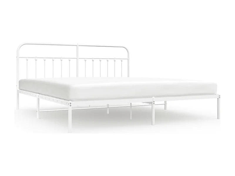 Cadre de lit métal avec tête de lit blanc 193x203
