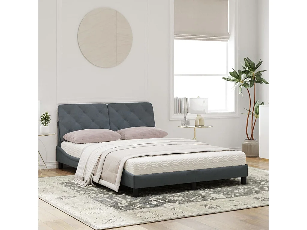 Lit avec matelas gris foncé 160x200 velours