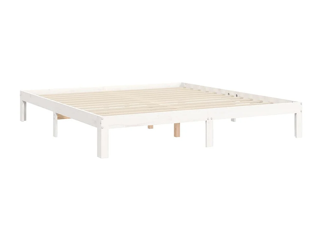 Bedframe met hoofdbord massief hout wit Super King Size