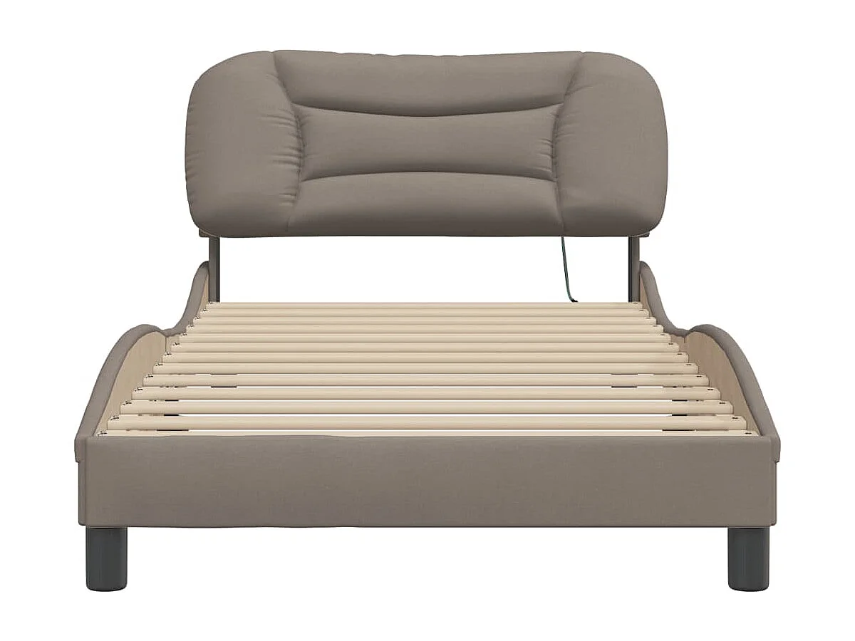 Cadre de lit avec lumières LED taupe 100x200 tissu