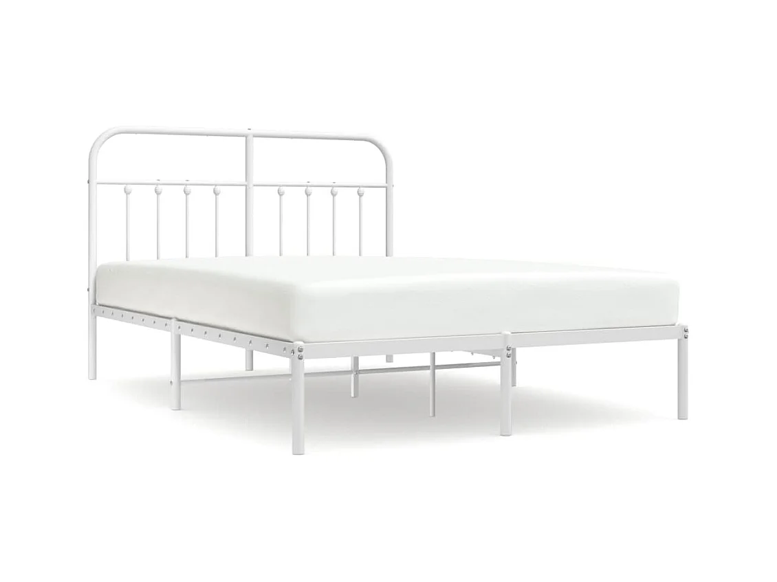 Cadre de lit métal avec tête de lit blanc 140x190