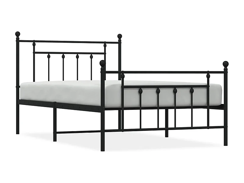 Cadre de lit métal avec tête de lit-pied de lit noir 107x203