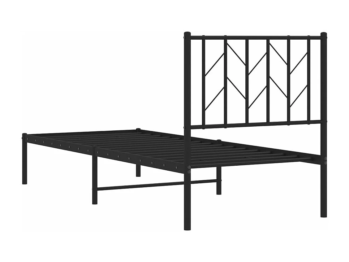 Bedframe met hoofdbord metaal zwart 75x190 cm