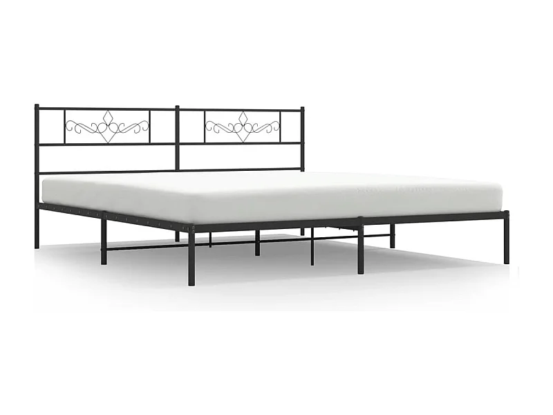 Cadre de lit métal avec tête de lit noir 183x213