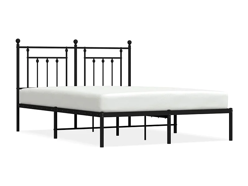Cadre de lit métal avec tête de lit noir 140x190