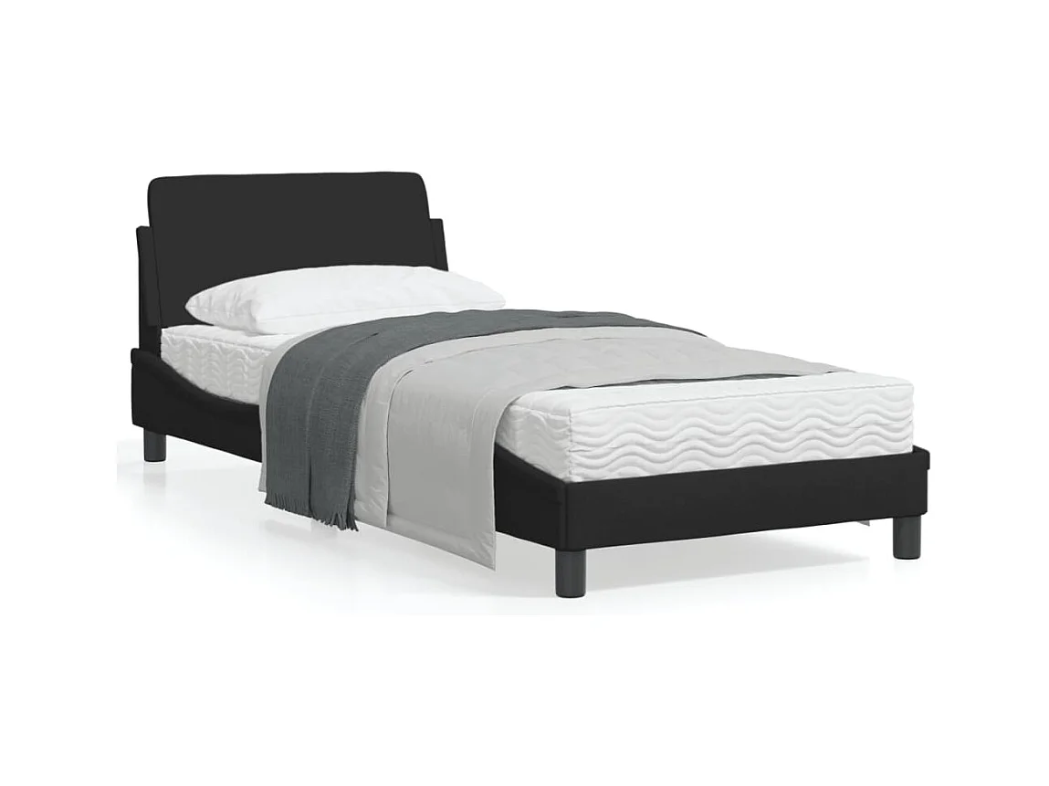 Cadre de lit avec tête de lit Noir 80x200 Tissu