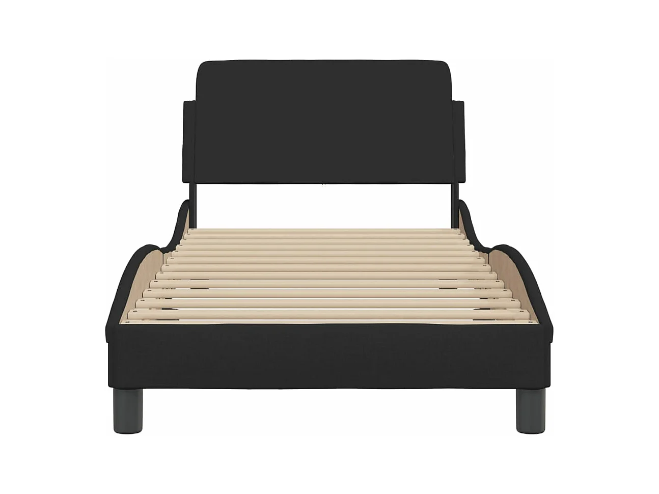 Cadre de lit avec tête de lit Noir 80x200 Tissu