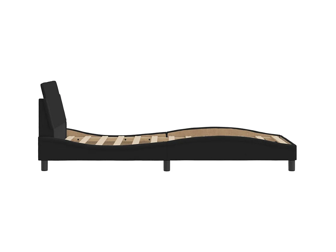 Cadre de lit avec tête de lit Noir 80x200 Tissu