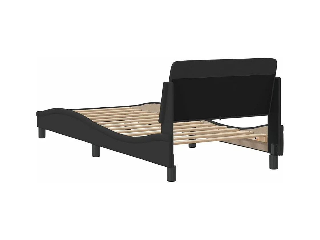 Cadre de lit avec tête de lit Noir 80x200 Tissu