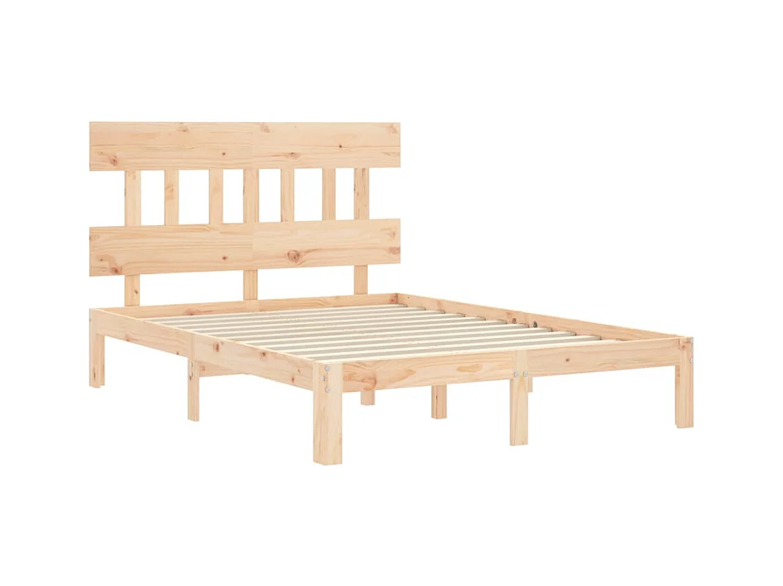 Bedframe met hoofdbord massief hout 140x190 cm