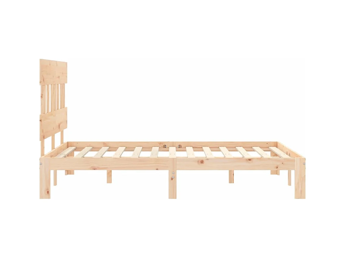Bedframe met hoofdbord massief hout 140x190 cm