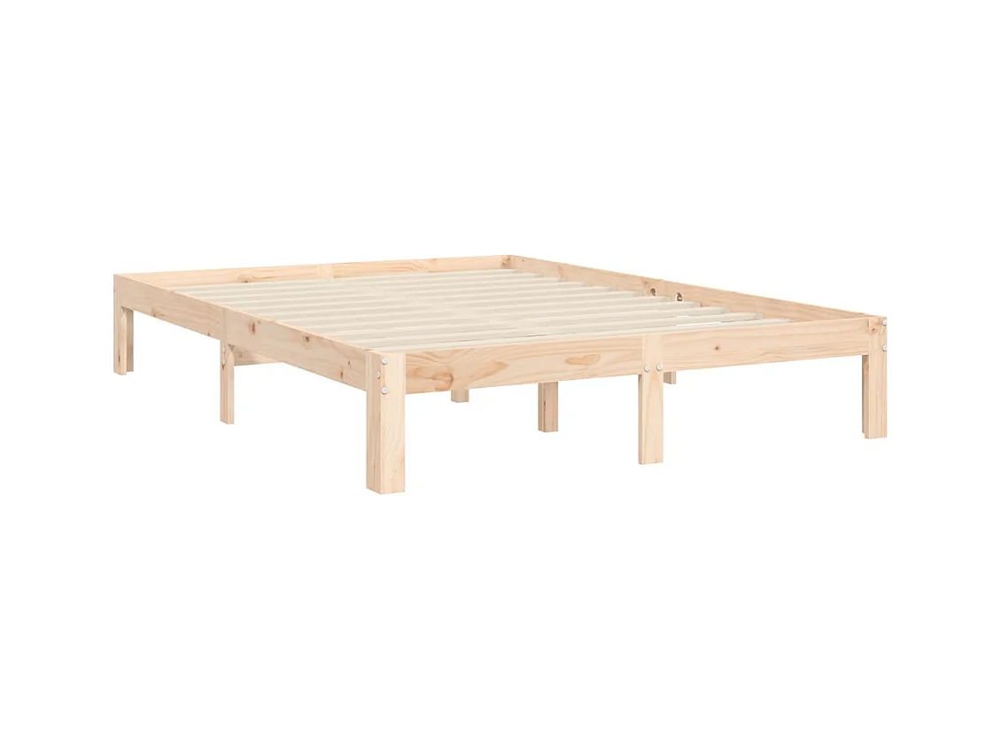 Bedframe met hoofdbord massief hout 140x190 cm