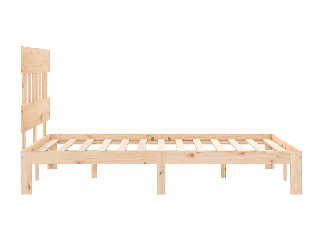 Bedframe met hoofdbord massief hout 140x190 cm