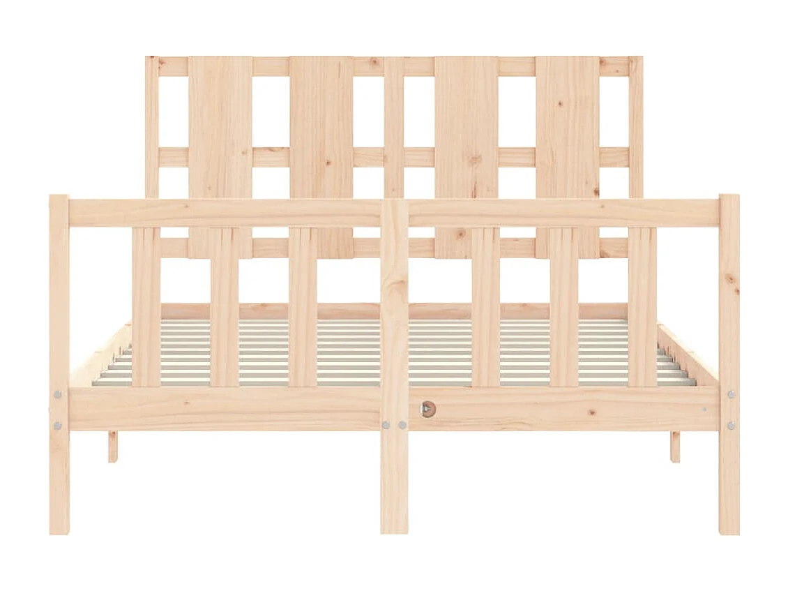 Bedframe met hoofdbord massief hout 140x190 cm