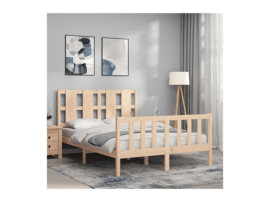 Cadre de lit avec tête de lit 140x190 bois massif