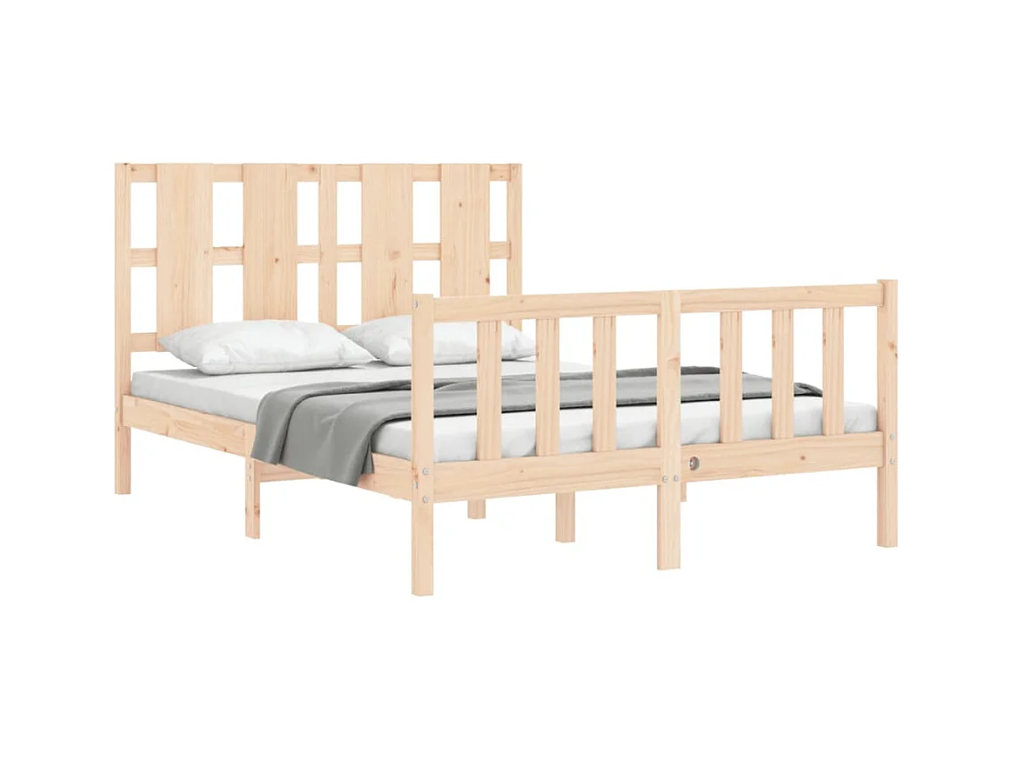 Cadre de lit avec tête de lit 140x190 bois massif
