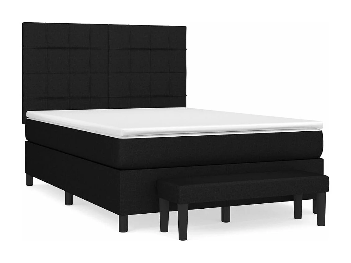 Sommier à lattes de lit avec matelas Noir 140x200 Tissu