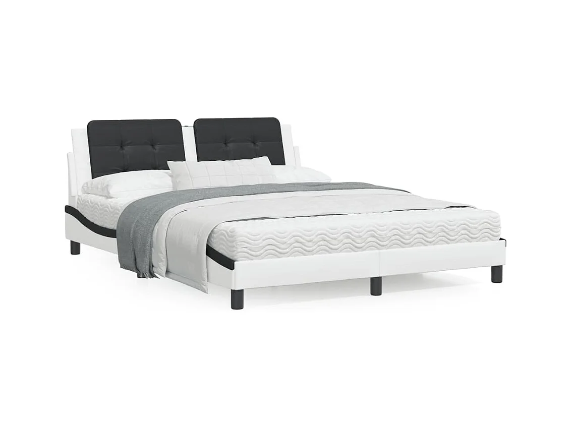 Lit avec matelas blanc et noir 160x200 similicuir