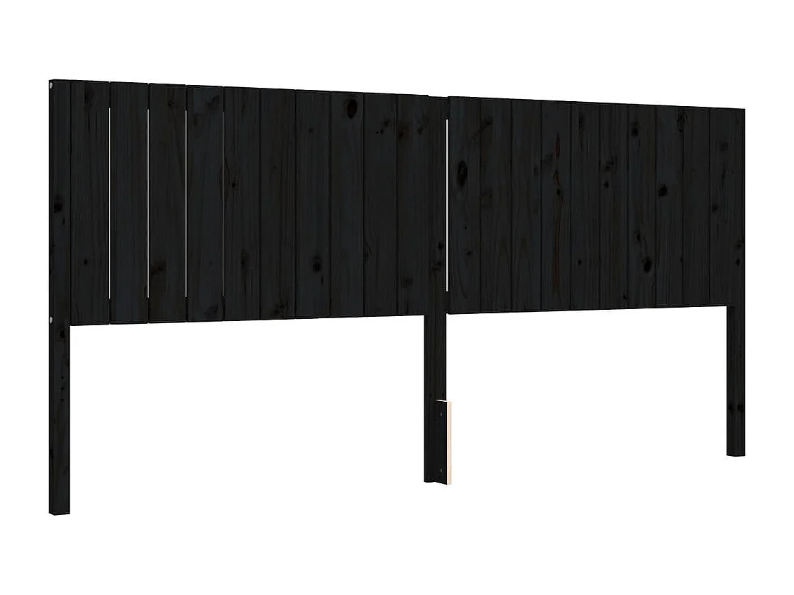 Cadre de lit avec tête de lit noir 200x200 bois massif