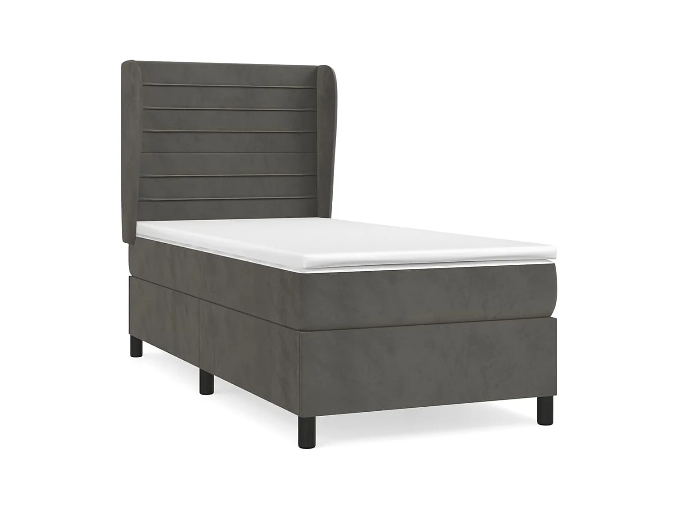 Sommier à lattes de lit et matelas Gris foncé 90x200 Velours