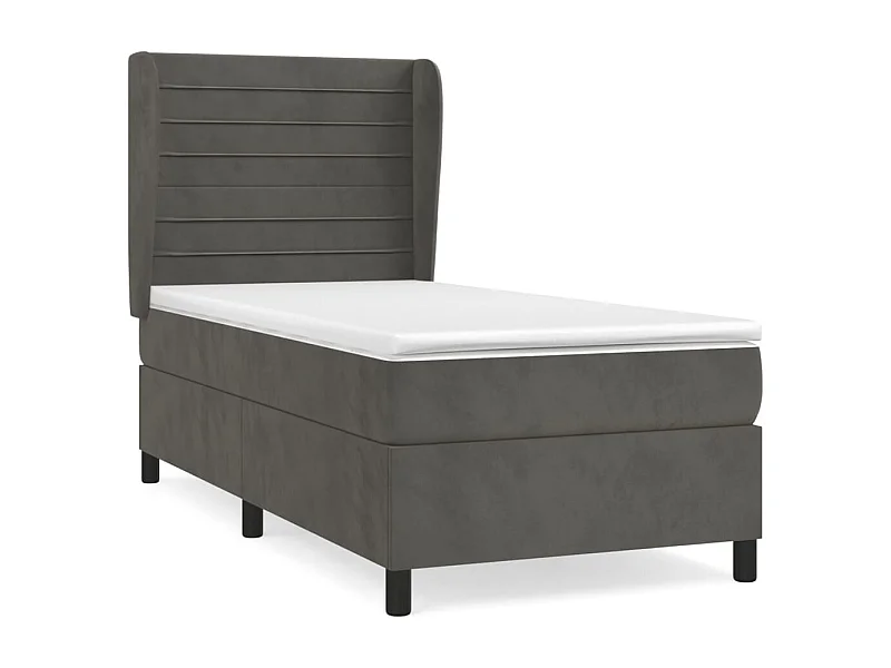 Sommier à lattes de lit et matelas Gris foncé 90x200 Velours