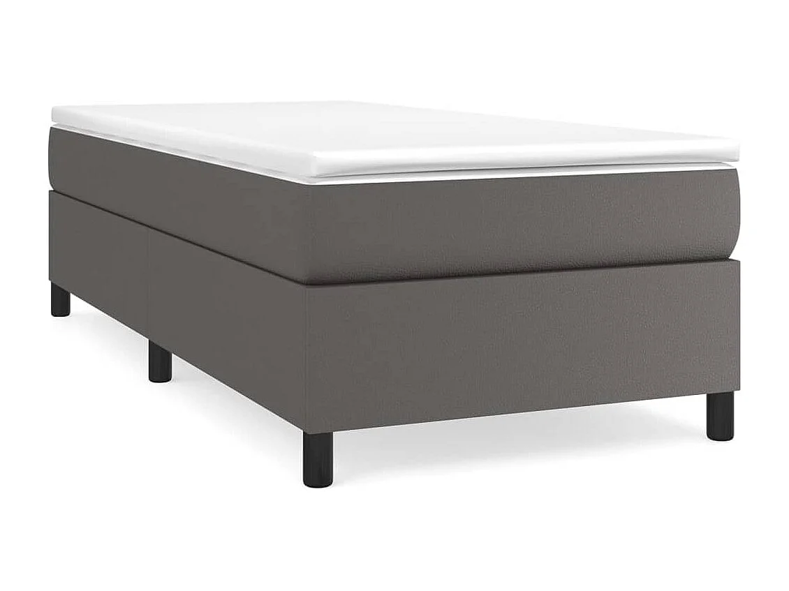 Sommier à lattes de lit avec matelas Gris 90x200 Similicuir