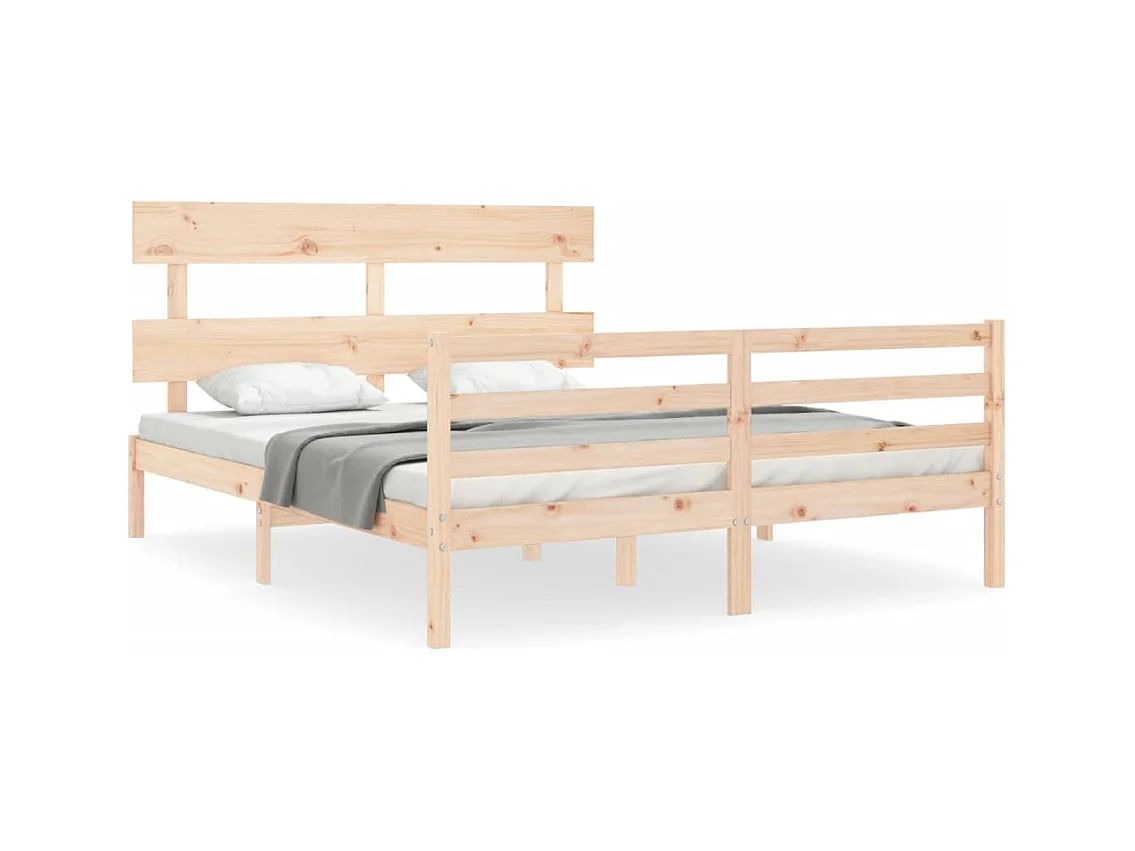 Bedframe met hoofdbord massief hout 160x200 cm
