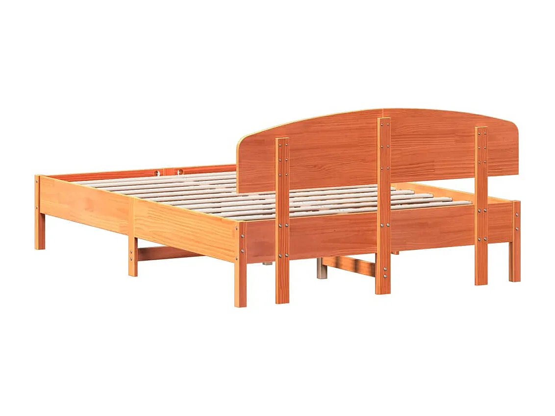 Cadre de lit et tête de lit cire marron 140x200 bois de pin