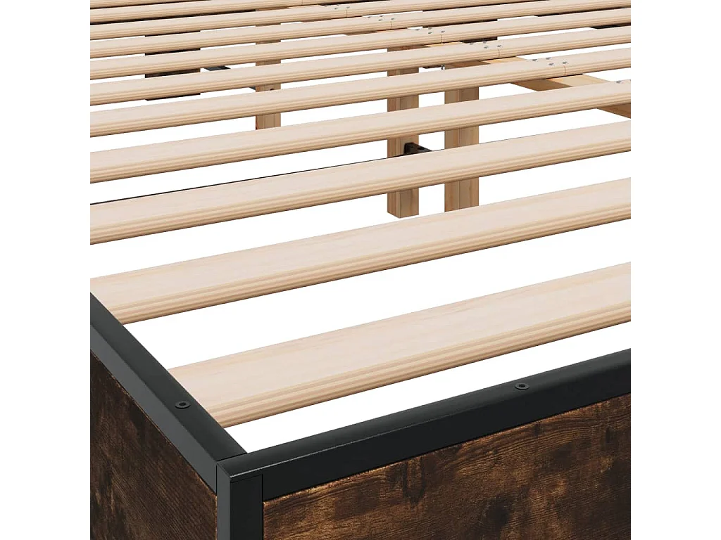Cadre de lit chêne fumé 150x200 bois d'ingénierie et métal