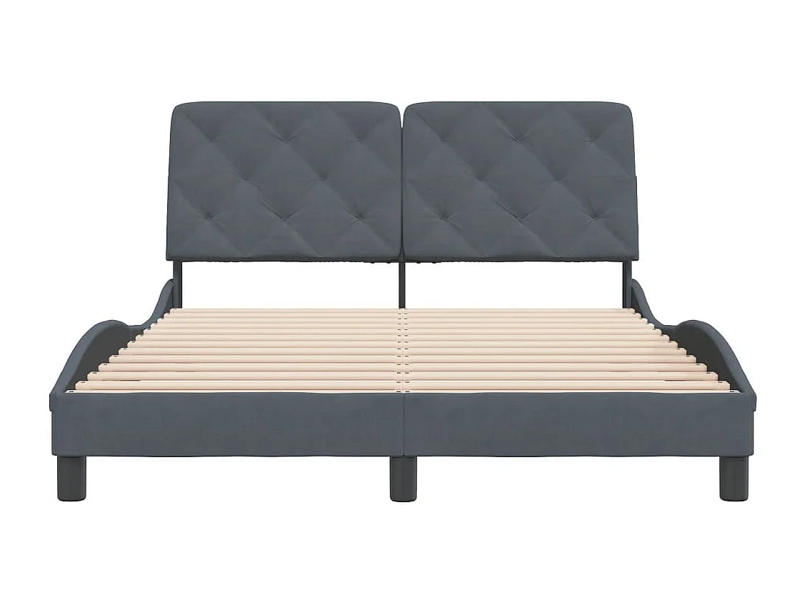 Cadre de lit avec tête de lit Gris foncé 140x200 Velours