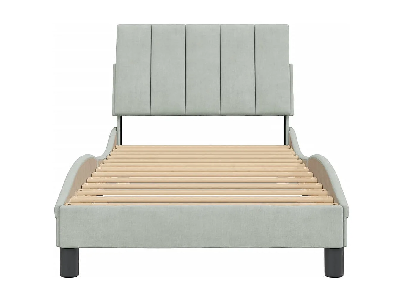 Cadre de lit avec tête de lit Gris clair 90x190 Velours