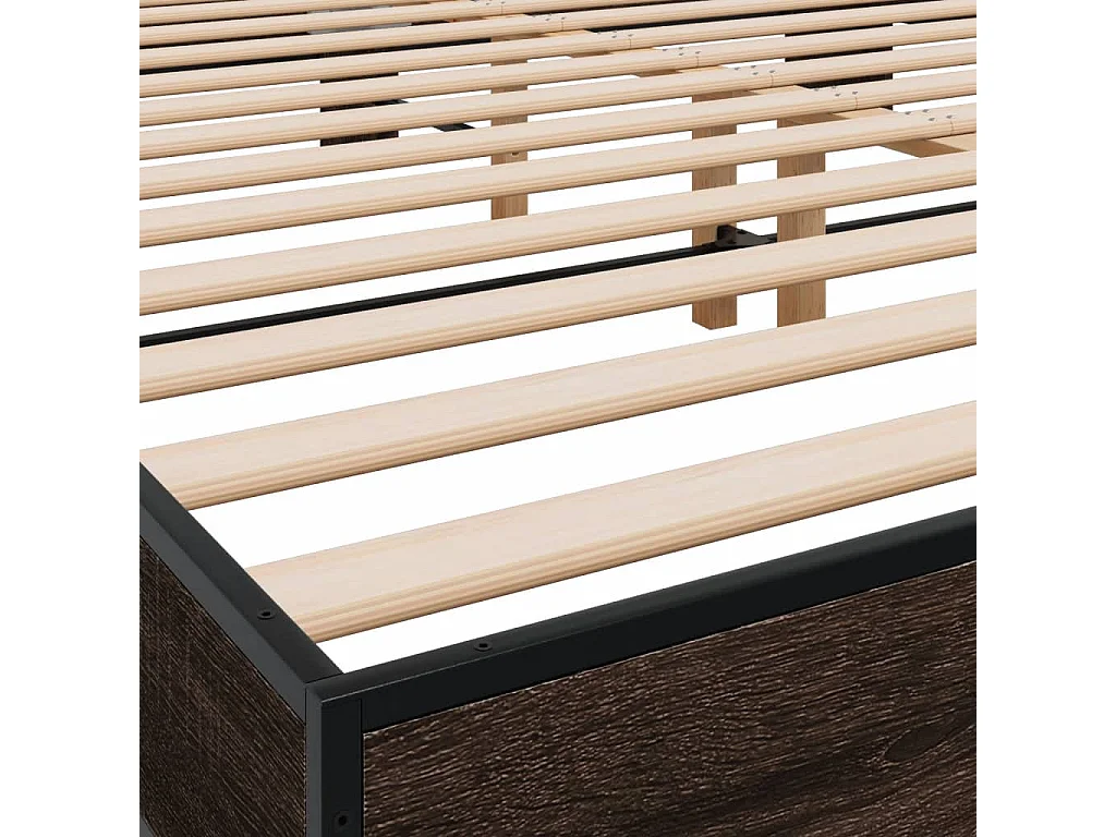 Cadre de lit chêne marron 160x200 bois d'ingénierie et métal