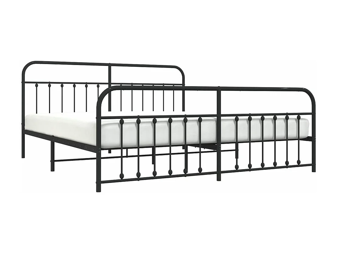 Cadre de lit métal avec tête de lit-pied de lit noir 193x203