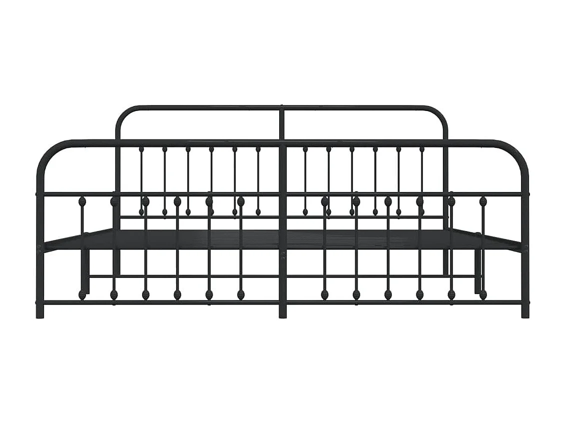 Cadre de lit métal avec tête de lit-pied de lit noir 193x203