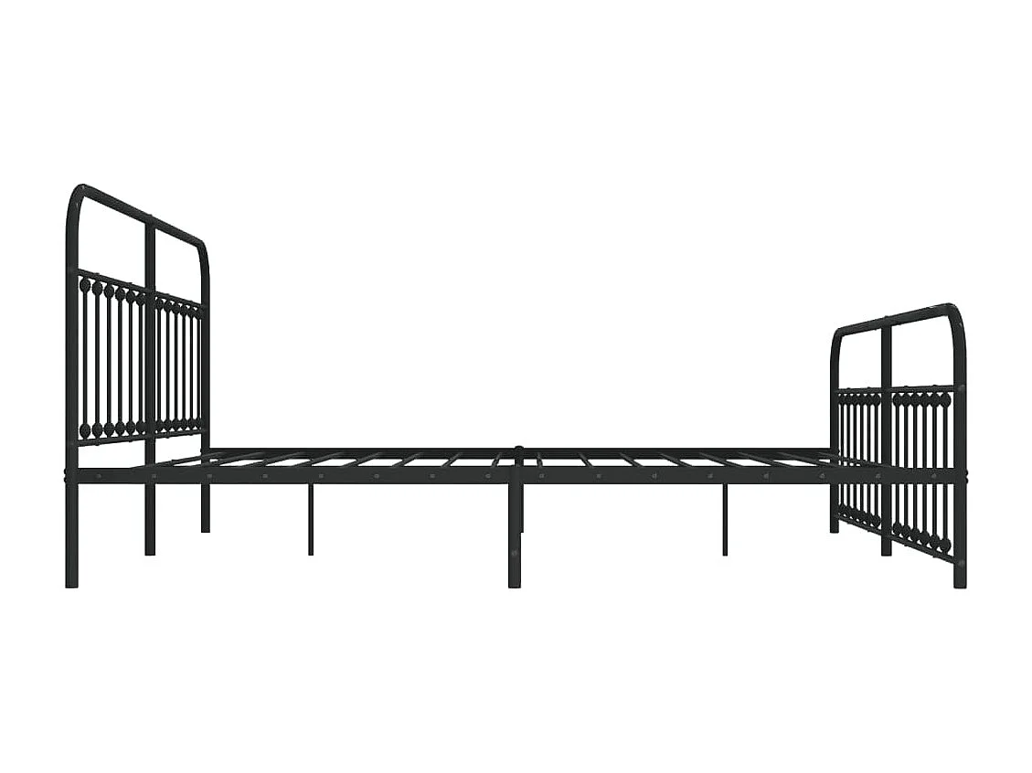 Cadre de lit métal avec tête de lit-pied de lit noir 193x203