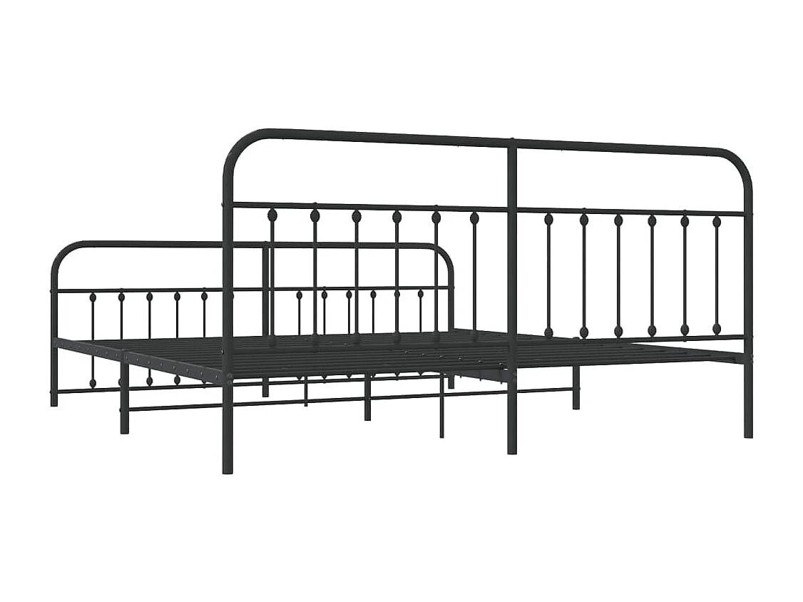 Cadre de lit métal avec tête de lit-pied de lit noir 193x203