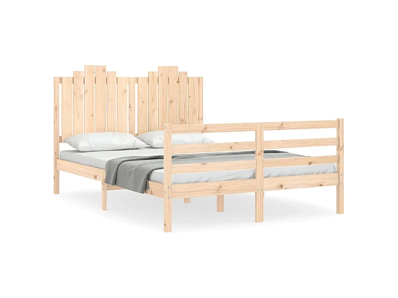 Cadre de lit avec tête de lit double bois massif