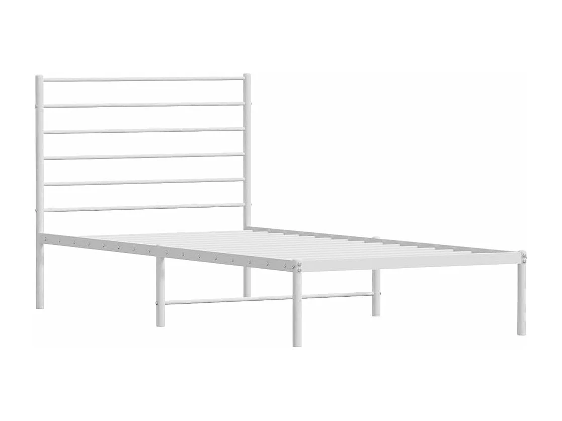 Cadre de lit métal avec tête de lit blanc 80x200