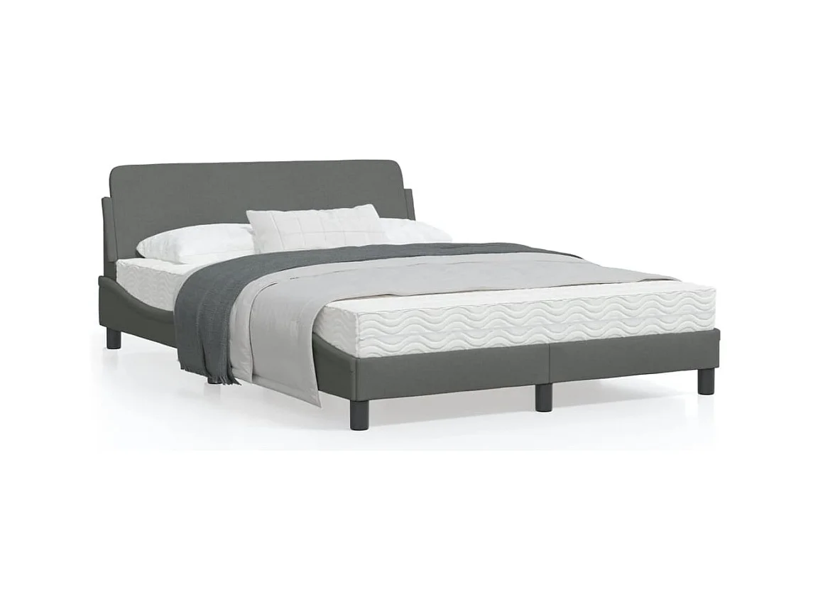 Cadre de lit avec tête de lit Gris foncé 140x200 Tissu