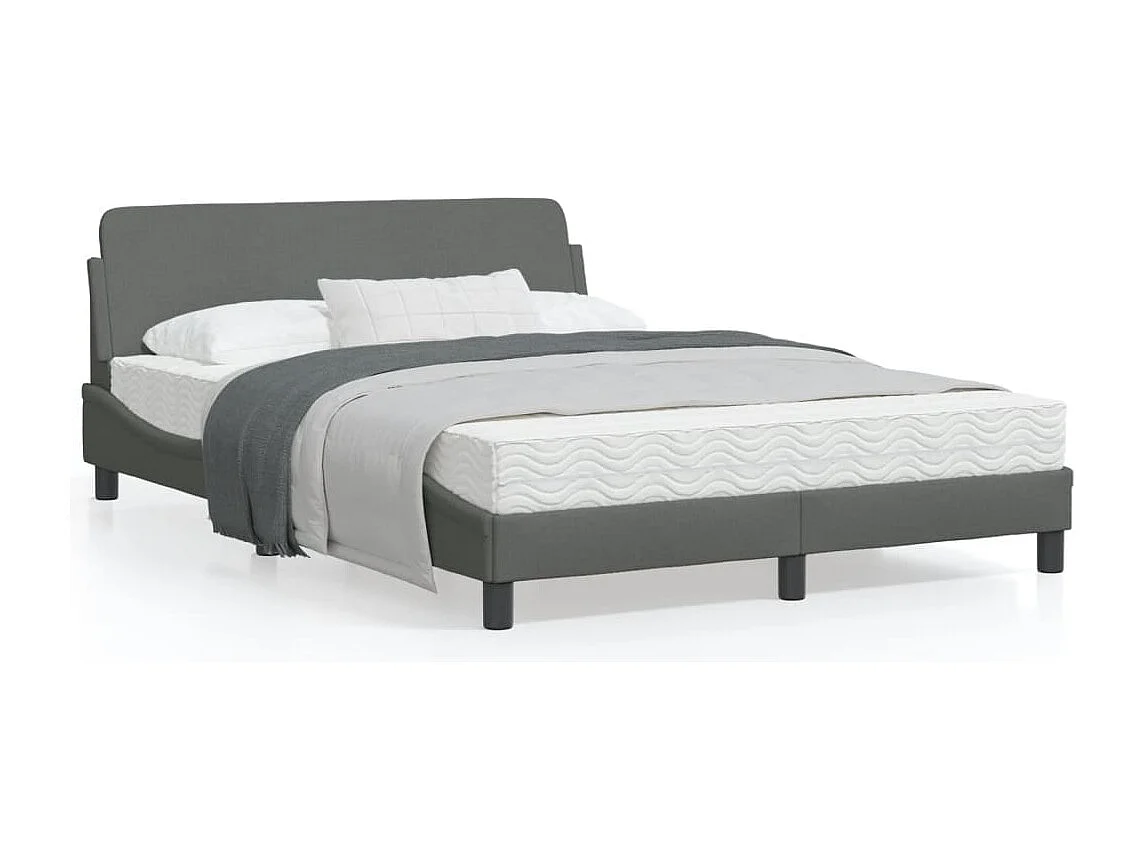 Cadre de lit avec tête de lit Gris foncé 140x200 Tissu