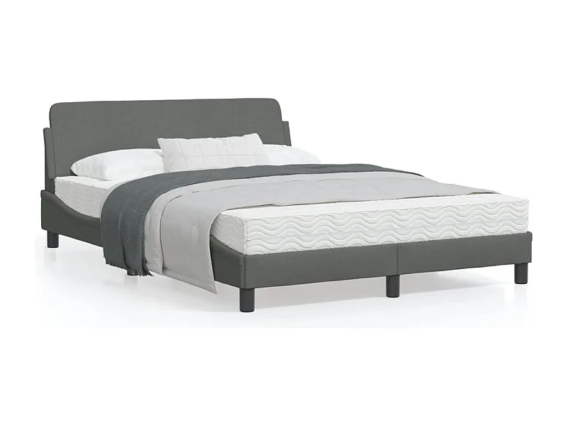 Cadre de lit avec tête de lit Gris foncé 140x200 Tissu