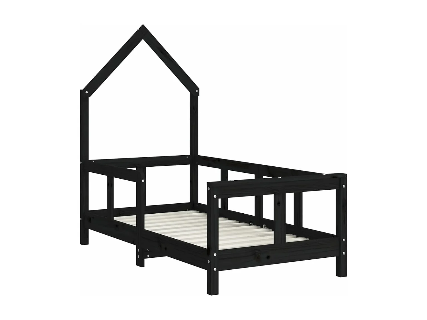 Cadre de lit pour enfant noir 70x140 bois de pin massif