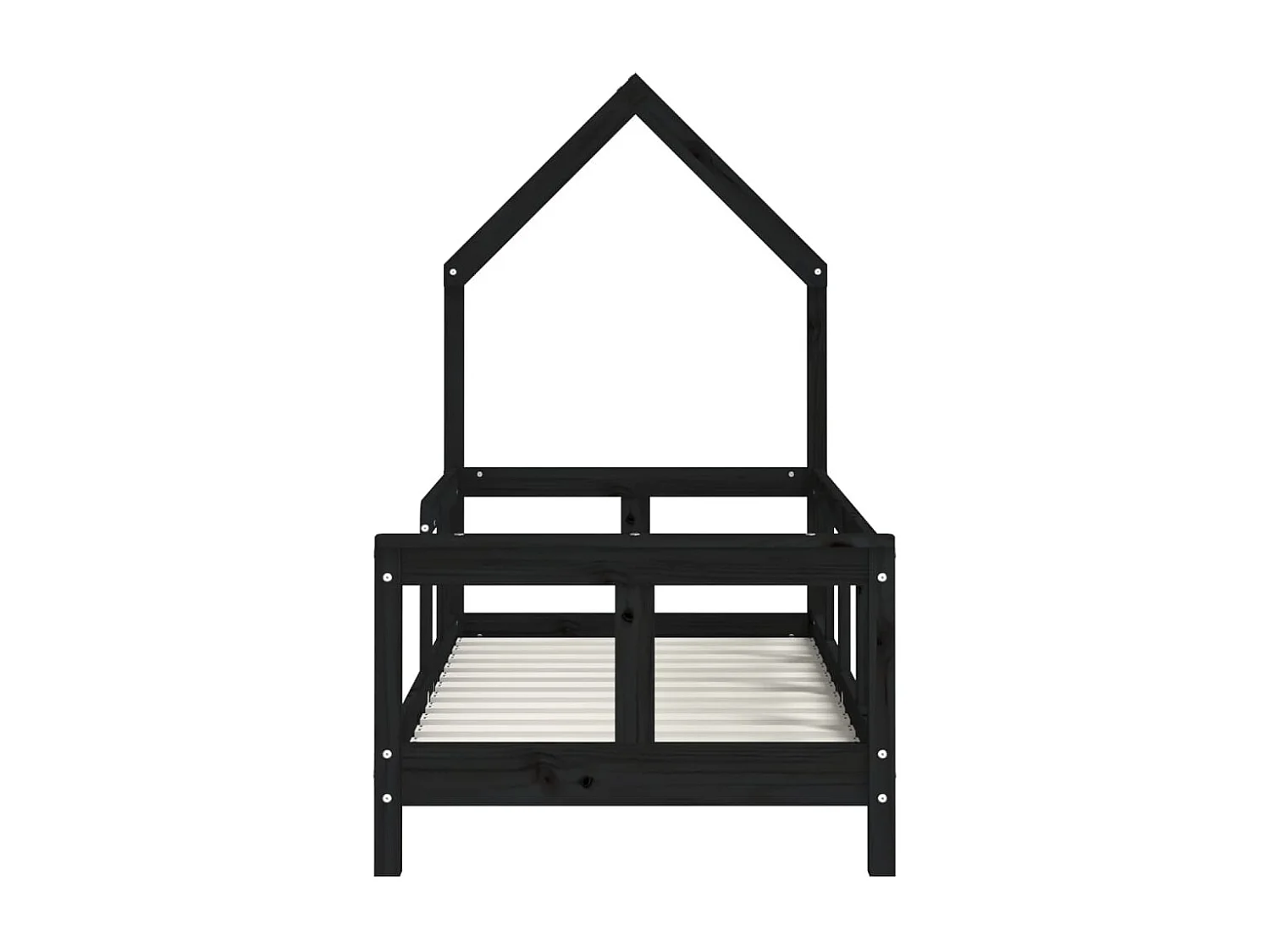 Cadre de lit pour enfant noir 70x140 bois de pin massif